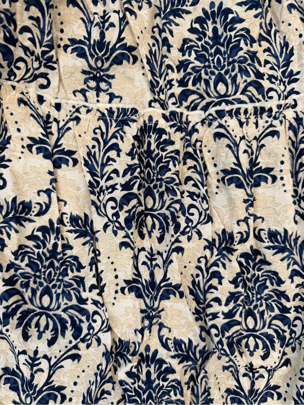 NWOT Boho Blue & Ivory Floral Print Tiered Midi Dress - Picture 2 of 4